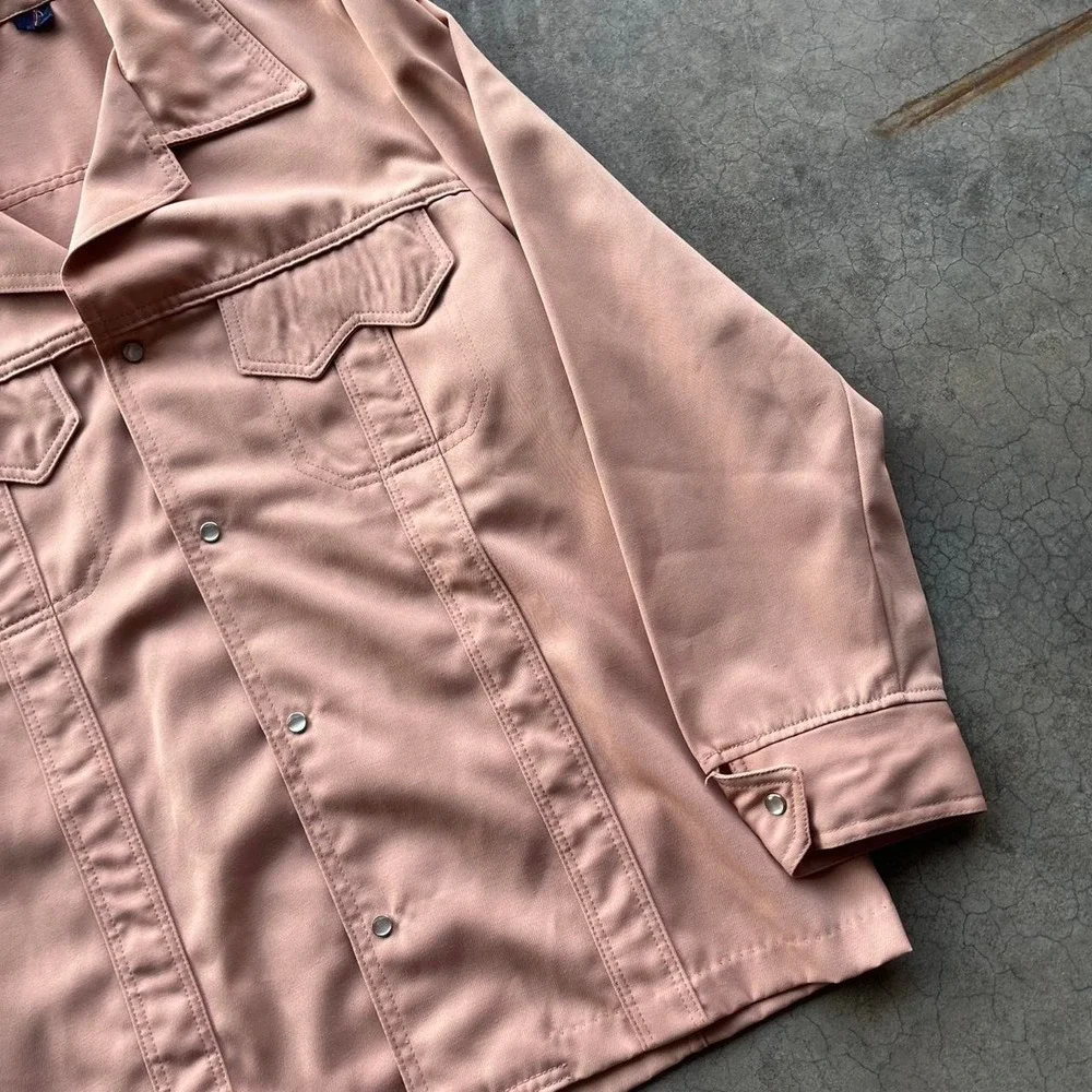 Vintage western pink pearl snap jacket Large made in USA